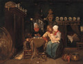 A family in a kitchen interior - Albert Dillens