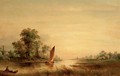 On a river at sunset - Albert Jurardus van Prooijen
