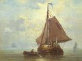 A haybarge in a calm - Albert Jurardus van Prooijen
