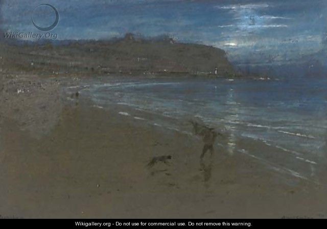 Scarborough bathed in moonlight - Albert Goodwin