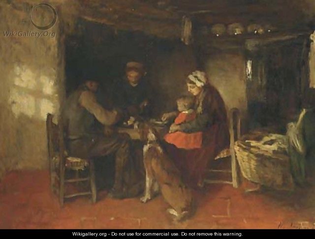 Familie aan de maaltijd a family meal - Albert Neuhuys