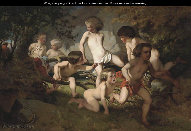 Bathing boys frightened by a gypsy - Albert Ludovici
