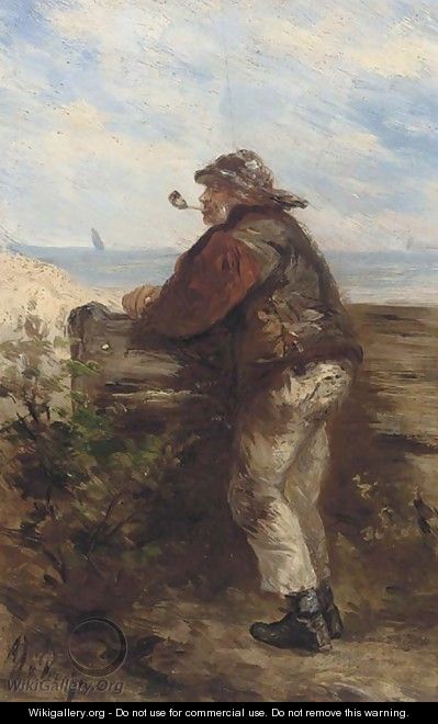 A fisherman looking out to see - Albert Jurardus Van Prooyen