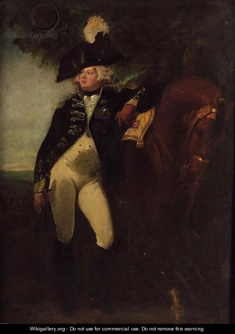 Equestrian portrait of George IV, small full-length, in uniform - (after) Sir Joshua Reynolds