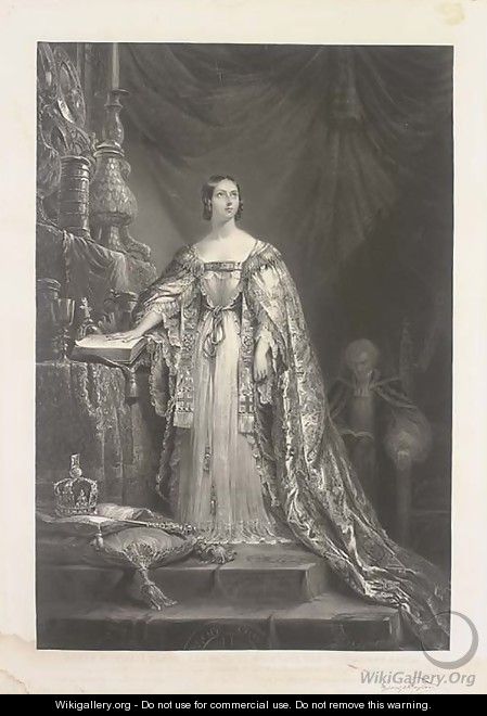 Queen Victoria taking the oath to maintain the Protestant faith - (after) Sir George Hayter