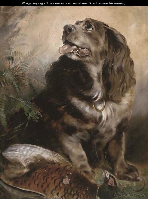 A spaniel with his trophy - (after) Sir Edwin Henry Landseer