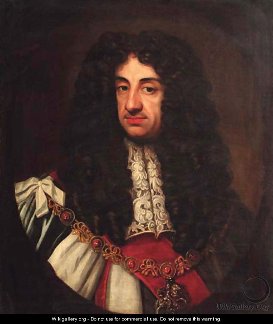 Portrait of Charles II, quarter-length, feigned oval - (after) Sir Peter Lely