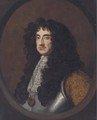 Portrait of King Charles II, bust-length, in a breast plate and lace cravat, feigned oval - (after) Sir Peter Lely