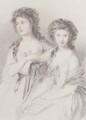 Double portrait of Elizabeth Ann Linley and her sister, Mary, three-quarter-length, in white dresses - (after) Gainsborough, Thomas