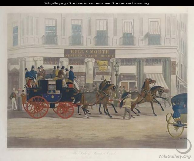 The Duke of Beaufort Coach starting from the Bull and Mouth, Regents Circus, Piccadilly, by C. Hunt - William Joseph Shayer