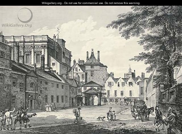Whitehall Court with part of the Banqueting House, by E. Rooker - (after) Paul Sandby