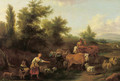 Travellers and shepherds in a wooded Italianate valley - Nicolaes Berchem