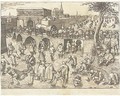 The Skaters before the Gate of St. George at Antwerp, by F. Huys - (after) Pieter The Elder Bruegel