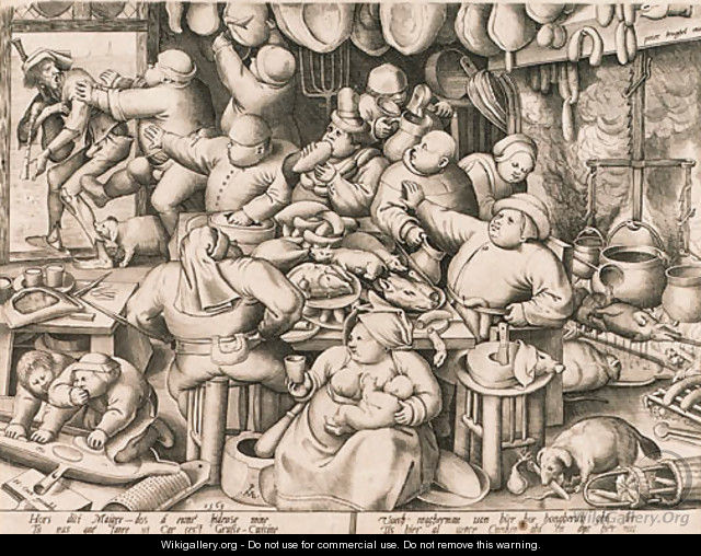 The rich Kitchen, by Pieter van der Heyden - (after) Pieter The Elder Bruegel