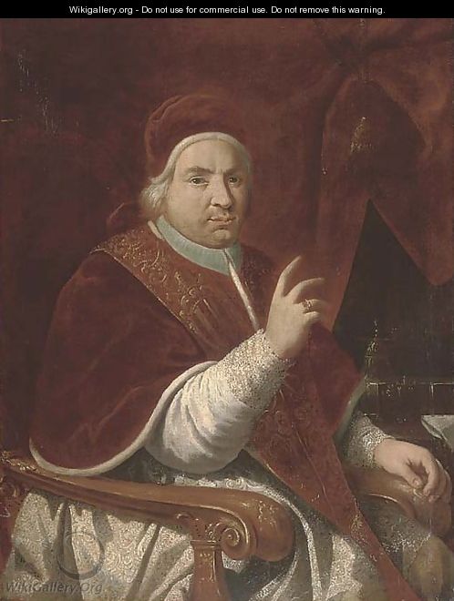 Portrait of Pope Benedict XIV (1675-1758), three-quarter-length, seated, by a draped curtain - (after) Pierre Subleyras