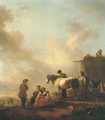 Figures resting before a haycart - (after) Philips Wouwerman