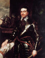 Portrait of Thomas Wentworth, 1st Earl of Strafford (1593-1641), three-quarter-length, in armour, holding a baton in his left hand, a dog at his side - Sir Anthony Van Dyck