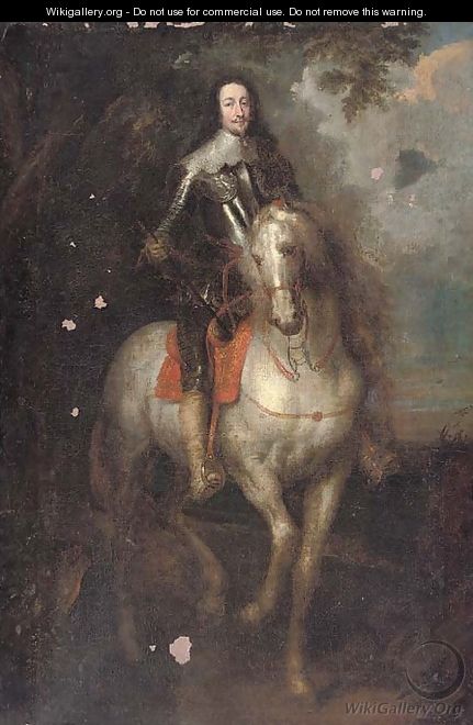 Portrait of Charles I (1600-1649), full-length, in armour, on his charger, an extensive landscape beyond - Sir Anthony Van Dyck