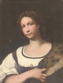 Portrait of a lady, half-length, in a white dress with a fur cape - Sebastiano Del Piombo (Luciani)