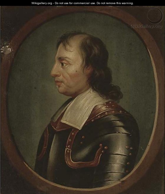 Portrait of Oliver Cromwell (1599-1658), bust-length, in armour, feigned oval - Samuel Cooper