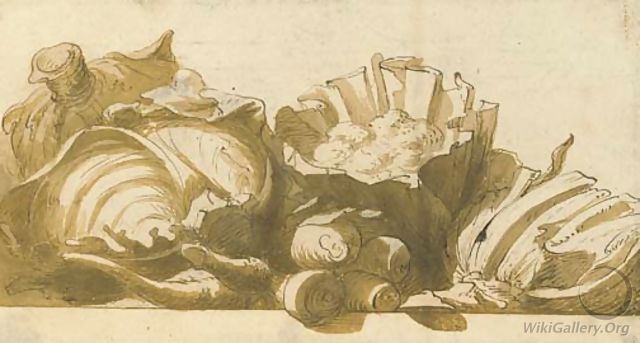Cauliflowers, cabbages and turnips on a ledge - (after) Frans Snyders