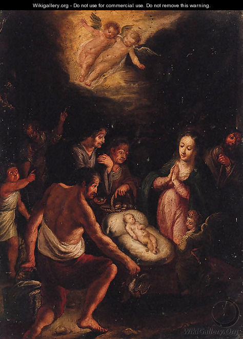 The Adoration of the Shepherds - (after) Frans II Francken