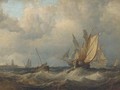A Royal Naval two-decker backing her sails and making ready to enter port - (after) George Chambers