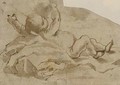 An infant lying among draperies - (after) Gaspare Diziani