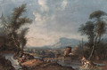 A classical landscape with a fisherman - (after) Gaspare Diziani