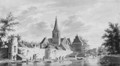 A view of the town walls of Vianen with the Landpoort - (after) Gerrit Toorenburg