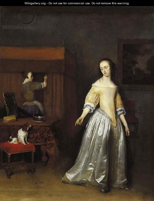 An elegant lady - (after) Gerard Terborch