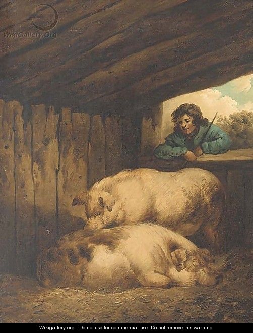 The pig sty - (after) George Morland