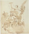 Saint Mark attended by an angel and a lion - (after) Giovanni Domenico Tiepolo