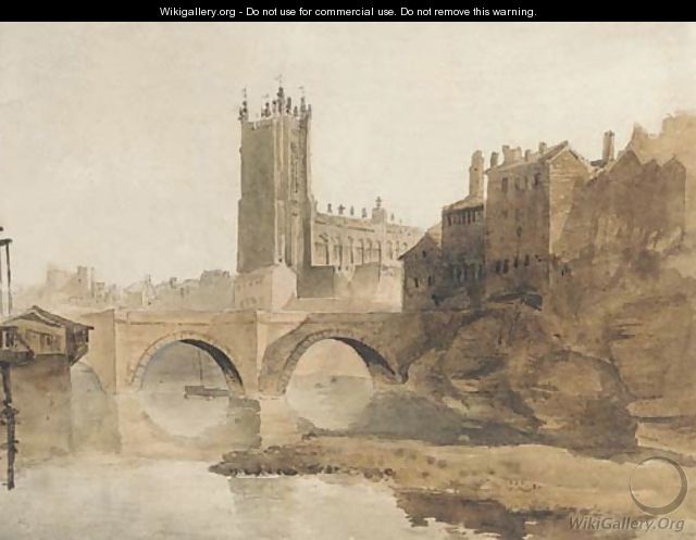 Manchester Cathedral from the River Irwell - (after) David Sen Cox