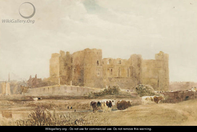 Cattle before a castle - (after) David Cox