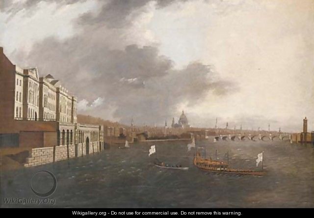 The Thames at Somerset House, with St. Paul