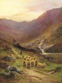 A shepherd and his flock in a Highland landscape - (after) Daniel Sherrin