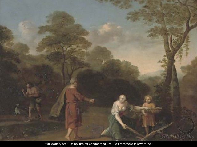 Elijah and the Widow of Zarephath - (after) Cornelis Van Poelenburgh