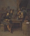 A tavern interior with men drinking, smoking and playing backgammon - (after) Cornelis Schaeck