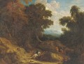 A stag hunt in a wooded landscape - (after) Cornelis Huysmans
