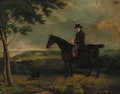 A gentleman on a hunter, with a terrier, Harewood House beyond - (after) Eddis, Eden Upton