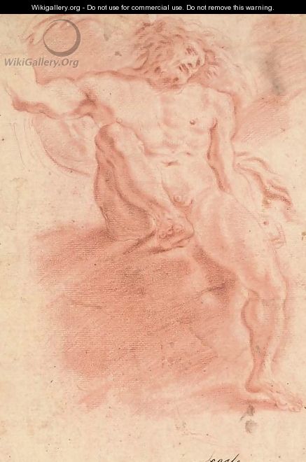 A seated nude lifting his right leg - (after) Domenico Maria Canuti