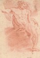 A seated nude lifting his right leg - (after) Domenico Maria Canuti