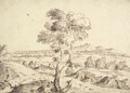 An extensive landscape with a tree in the foreground - (after) Domenico Bernardo Zilotti