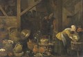 A kitchen interior with peasants - (after) Dirck Wyntrack