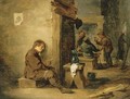 Peasants smoking and drinking in a tavern - (after) David The Younger Teniers