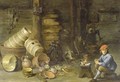 A young man filling a pipe in an interior - (after) David The Younger Teniers