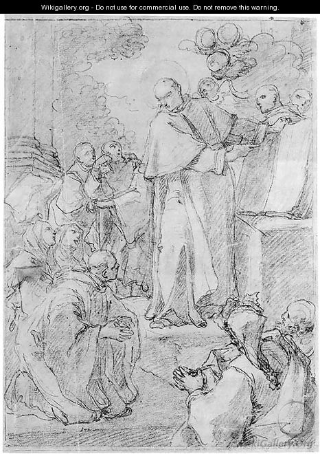 A Saint Presenting The Rules Of An Order To Monks And Nuns - (after) Francesco Trevisani