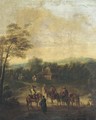 A wooded landscape with horsemen at halt by a cottage - (after) Francesco Giuseppe Casanova