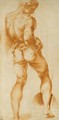 A young soldier attaching his breastplate - (after) Francesco De' Rossi (see Salviati, Cecchino Del)